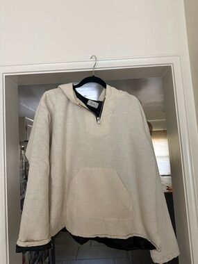 Rhude Cream Hooded Pullover with Half-Zip